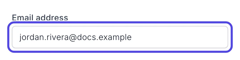 The Email address box, circled, with an email address typed in.