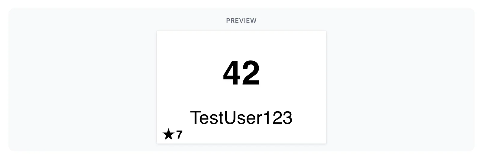 The label preview on the label size screen: a sample 2 by 3 inch buyer label showing the number 42, the username TestUser123, and a star with the number 7 in the bottom left corner.