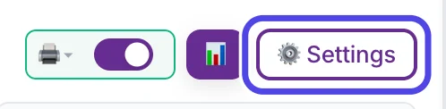 The top of the NotBot panel with the Settings button circled.